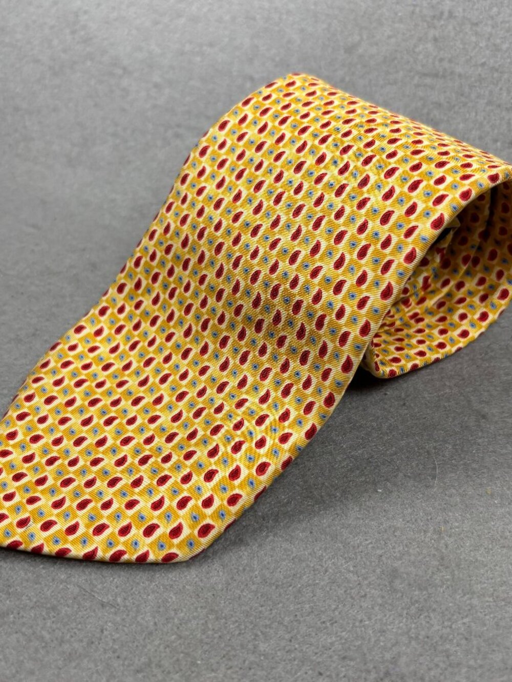 Dunhill Silk Paisley Geometric Tie Yellow Red Blue Men's